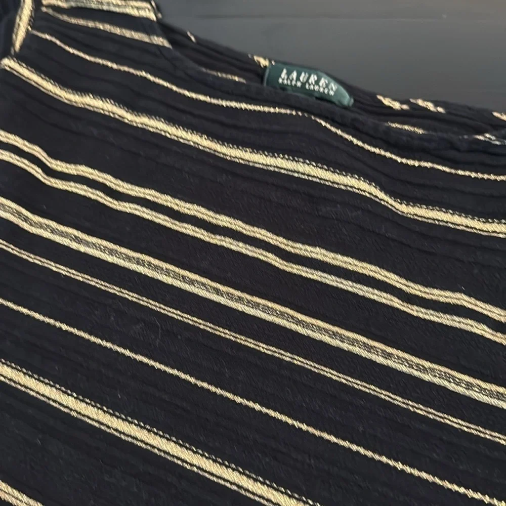 Lauren‎ Ralph Lauren Striped Black and Gold Top